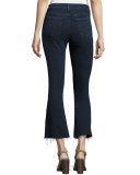 Raw-Hem Cropped Flare Jeans, Dune