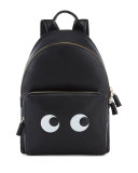 Eyes Mini Leather Backpack, Black