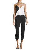 Ivy Sleeveless Colorblock Jumpsuit, White