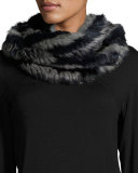 Rabbit Fur Infinity Scarf, Navy Multicolor