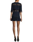 Asher Lace-Trim Mini Dress, Deep Indigo