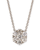 Diamond Flower Pendant Necklace in 18K White Gold, 0.75 tdcw