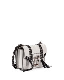 Hava Leather Chain Crossbody Bag, White/Black