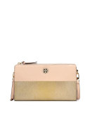 Perry Colorblock Wallet Crossbody Bag, Light Oak/Gold