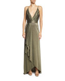 The Daylight Draped Metallic Maxi Skirt, Gold