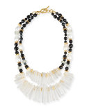 Two-Strand Black Agate & Crystal Necklace
