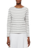 Long-Sleeve Striped Top, Petite