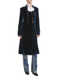 Benita Velvet A-Line Coat, Prussian Blue