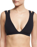 Stripped Wire-Free Strappy Bralette, Black