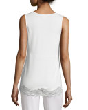 Topazio Lace-Trimmed Pajama Top, Ivory/Turchese 