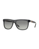 Men's Rectangular Sunglasses with Check, Gray