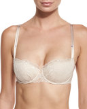 Passion Padded Lace Demi-Cup Bra, Pink Cream