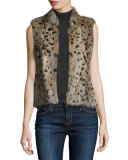 Merwyn Leopard-Print Rabbit Fur Vest