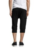 Cropped Cargo Track Pants, Black