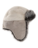 Toscana Long-Pile Fur Trapper Hat, Seal-Gray
