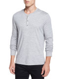 Long-Sleeve Henley Shirt, Light Gray