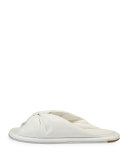 Bow Leather Flat Slide Sandal