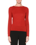 Blouson-Back Cashmere Sweater, Red