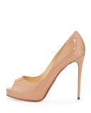 New Very Prive Patent Red Sole Pump, Nude