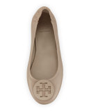 Minnie Leather Logo Travel Flat, French Gray