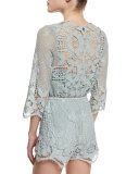 Greta Netted/Lace Romper Coverup, Sage
