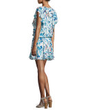 Lana Flutter-Sleeve Blouson Dress, Catalonia