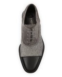 Felt & Suede Lace-Up Oxford, Gray