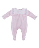 Long-Sleeve Pintucked Stretch Jersey Footie Pajamas, Pink, Size 1-9 Months