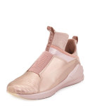 Fierce Lizard-Embossed High-Top Sneaker, Rose Gold