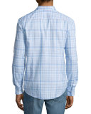 Plaid Long-Sleeve Sport Shirt, Blue