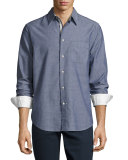 Beach Button-Front Shirt, Blue/Navy