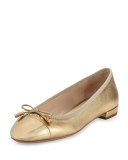 Cap-Toe Leather Ballerina Flat, Platinum (Platino)