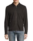 Zip-Front Denim Jacket, Black