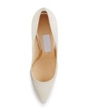 Romy Glitter Pointed-Toe 100mm Pump, Platinum Ice