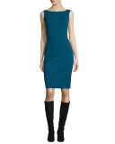 Milano Bateau-Neck Sheath Dress, Tanzanite