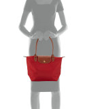 Le Pliage Medium Monogram Shoulder Tote Bag, Deep Red