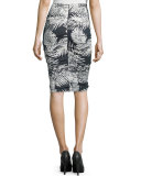 Sandy Ruched Pencil Skirt, Black/White