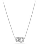 Belmont Extra-Small 18K White Gold Double-Link Necklace with Diamonds