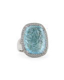 Medium Bouquet Carved Blue Topaz & Diamond Ring