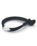 Baroque Pearl & Leather Wrap Bracelet, Black