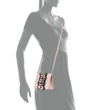 Butterfly Crocodile Small Clutch Bag, Blush/Black