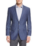 Hutsons Mini-Check Slim-Fit Wool Sport Coat, Navy