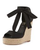 Embry Ankle-Wrap Wedge Sandal, Black