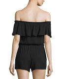 Stella Off-The-Shoulder Romper, Black