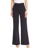 Paulette High-Waist Wide-Leg Pants, Navy