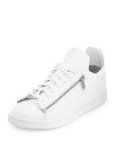 Stan Zip-Side Leather Sneaker, White