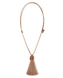 Leather Tassel Pendant Necklace, Cigar