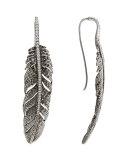 Large Feather Drop Earrings with Diamonds