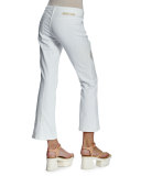 Mid-Rise Lace-Inset Cropped Jeans, White