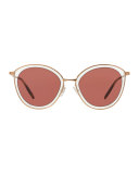 Gwynne Monochromatic Cat-Eye Sunglasses, Rose Gold